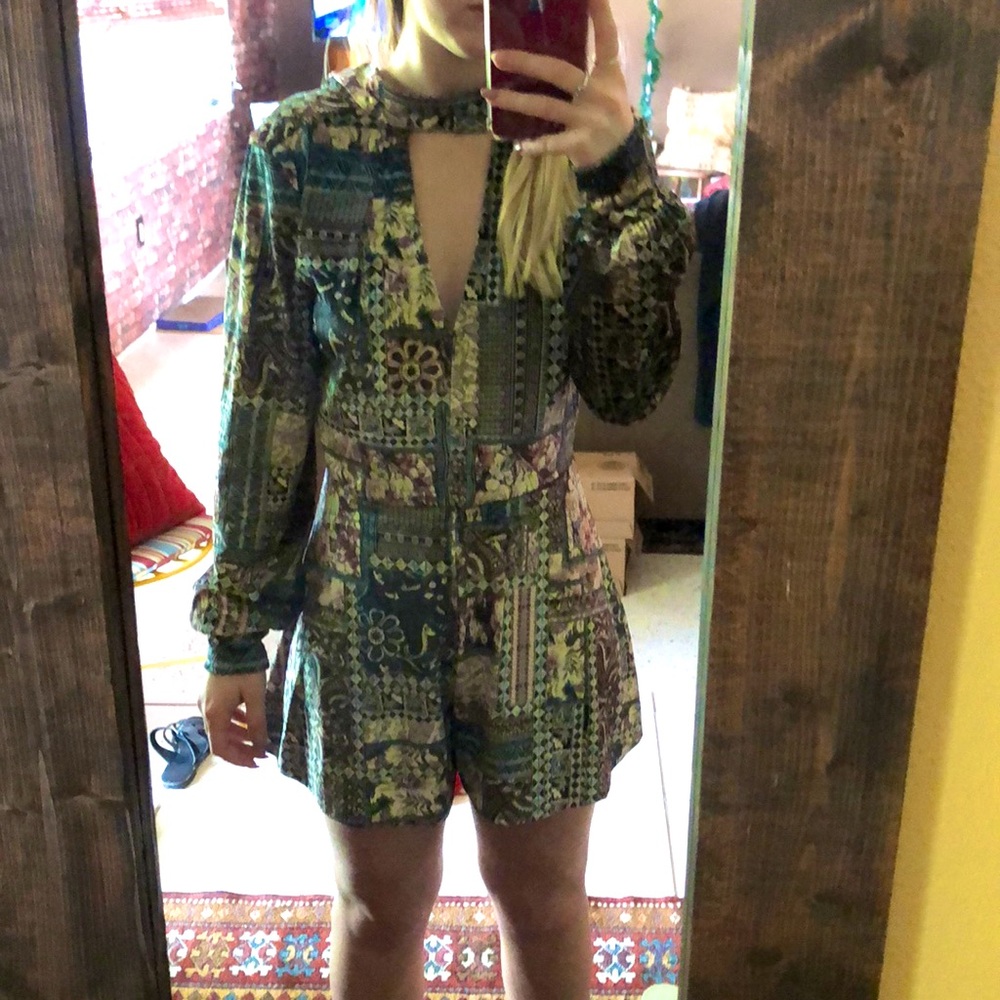 Velvet long sleeve romper